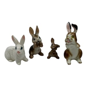Vintage Hagen Renaker Set mit 4 Mini-Kaninchen-Kaninchen-Figuren So süß !!