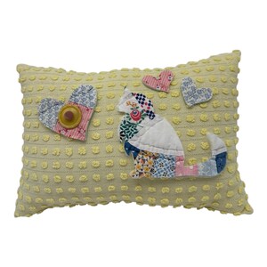 NEW Handmade Kitty Cat & Hearts Pillow Vintage Quilt  Vintage Chenille Bedspread