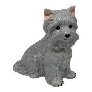 Vintage Ceramic Scottie Dog Figurine  Scottish Terrier  Light Gray  Hand Painted