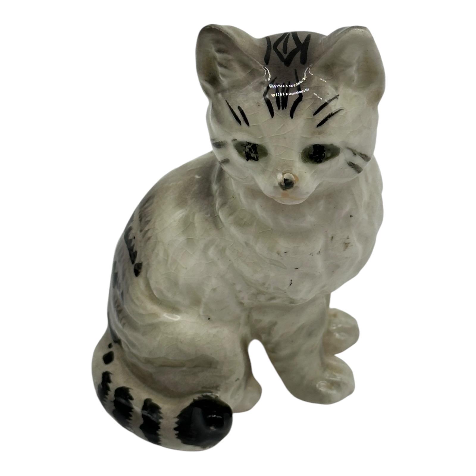 unoa Victorian cats Blue green　美品 Vintage 1950's Porcelain Cat Kitten Figurine Japan YOKO