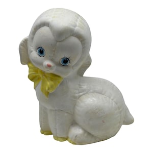 Vintage Baby Lamb Sheep Figurine Nursery White Ceramic Hand Painted  8” Tall