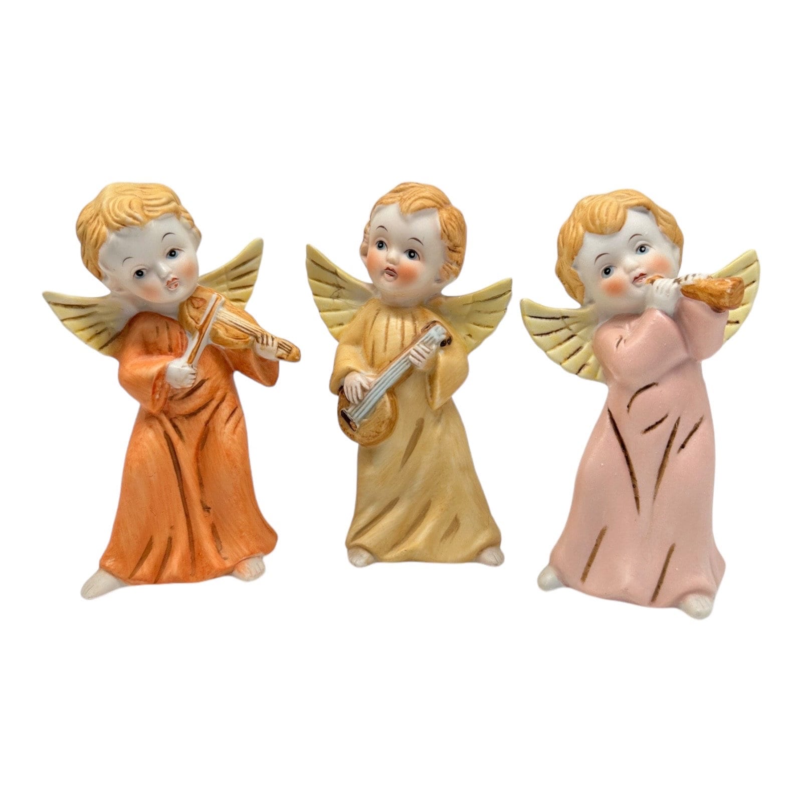 Homco Vintage Set of 3 Ceramic Angels Heavenly Band 5400 Taiwan