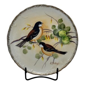 Vintage Enesco Japan vogel wandbord handgeschilderd, gesigneerd door S. Tahagi 8 1/4&quot;