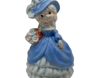 VIntage Girl With Flowers & Hat Figurine  Ceramic  Hand Painted  5.75” Tall