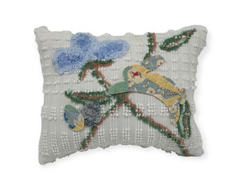 NEUE Handgemachte Osterhasen Kissen Vintage Chenille Tagesdecke So Cute.