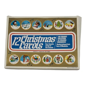 Vintage Set Of 5 Christmas Carols Ornaments~Translucent~Gold Framed~Plastic~3”