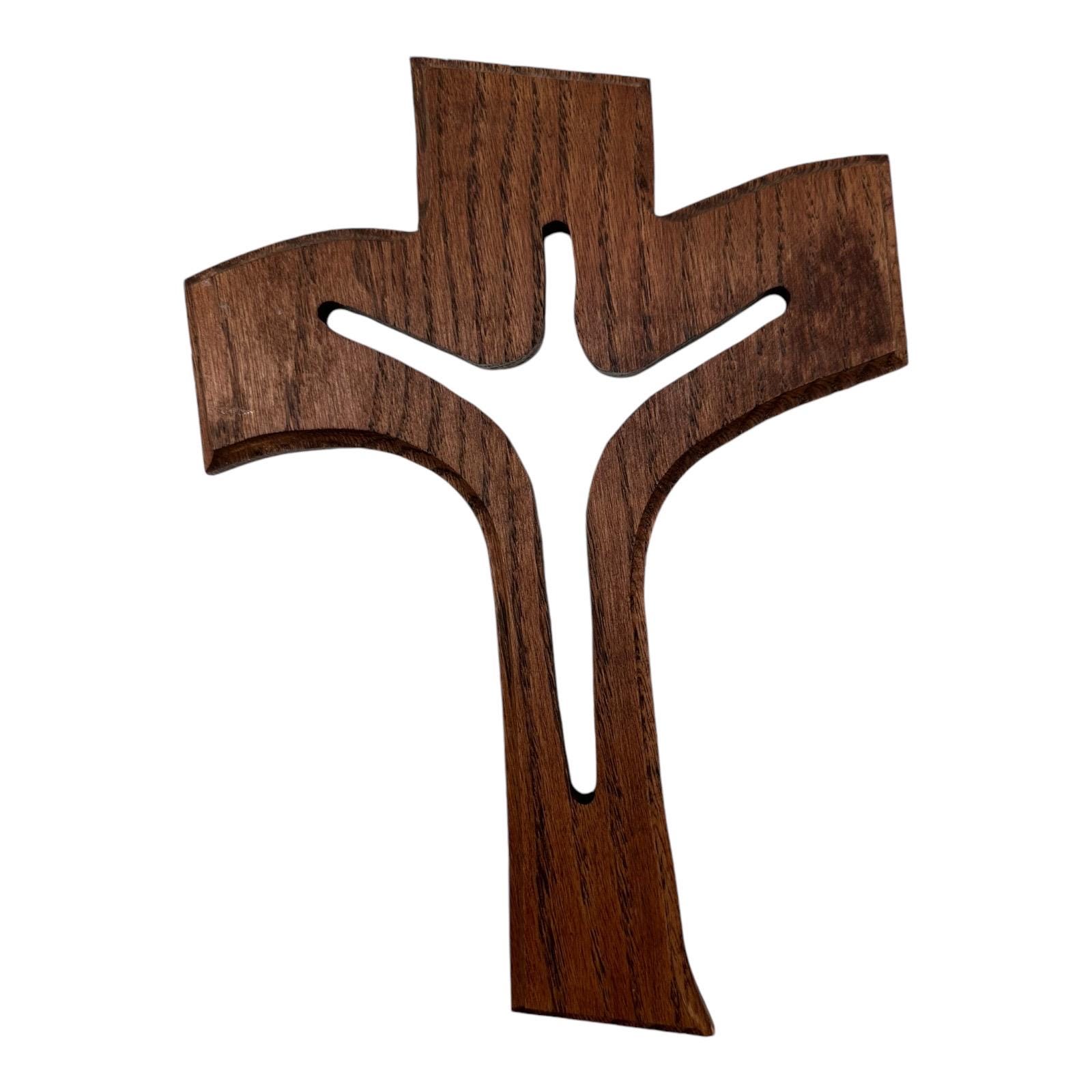 ヴィンテージ ハンドクラフト 切り抜き イエス 木製 オーク 十字架