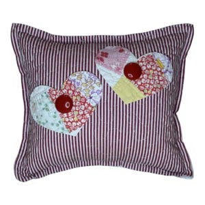 NEW Handmade Hearts Pillow  Vintage Quilt Chenille Bedspread  Valentine’s Day