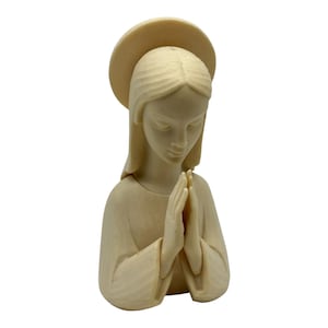 Vintage Celluloid Virgin Mary Madonna Halo Praying Bust 1950s  Christian  Italy