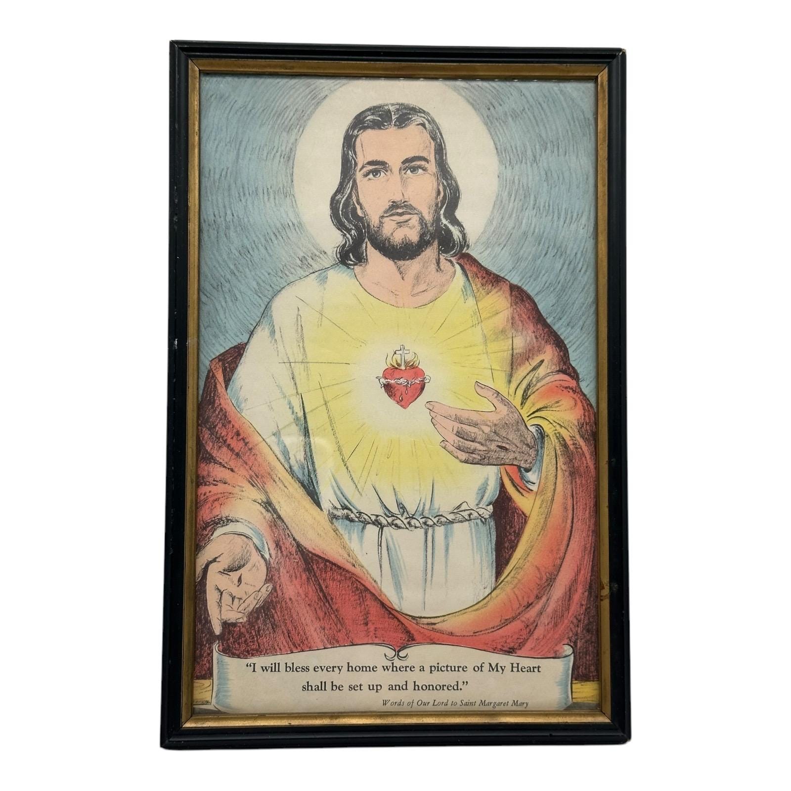 Sanctuaire Mexicain En étain Sacré-Cœur De Jésus Avec Anges – Fait Main 26 Cm