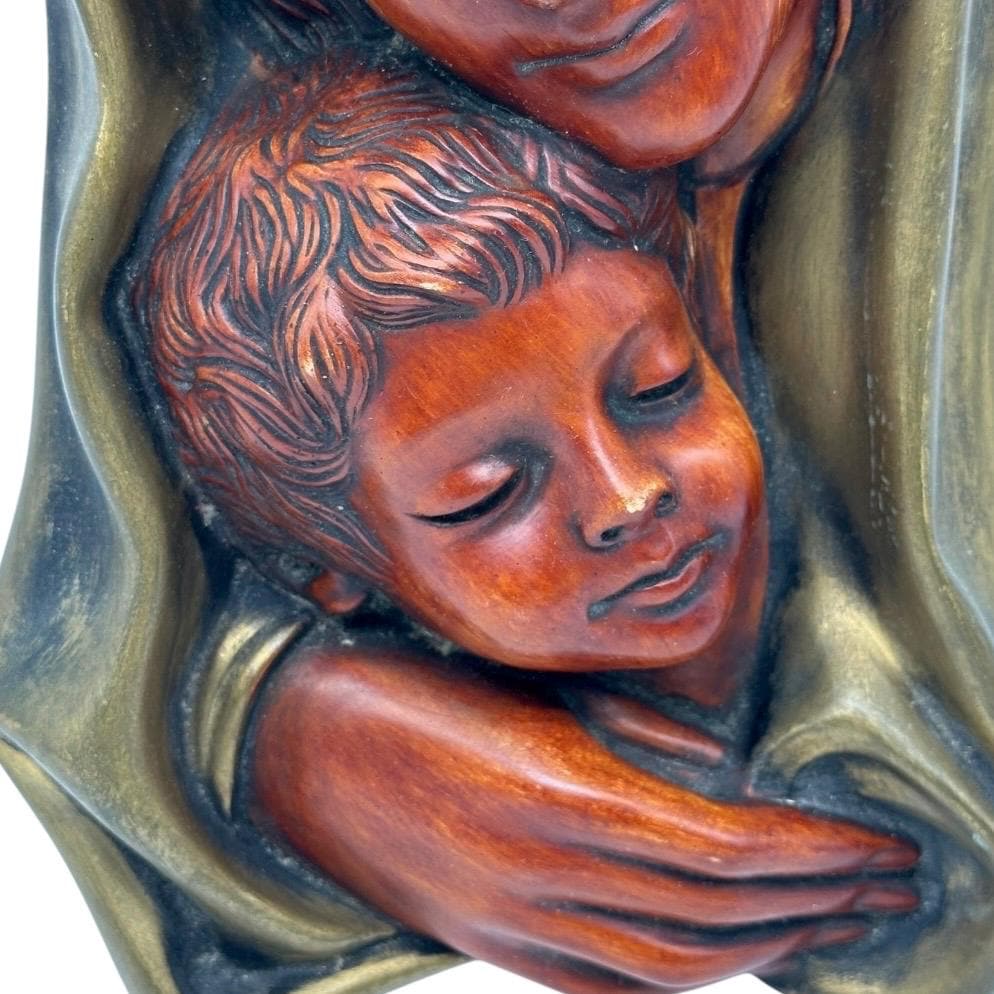 VTG Goldscheider Achatit Germany Madonna Mother Child Wall Plaque