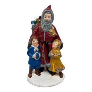 Vintage Ceramic Old World Santa W/Boy & Girl Figurine Statue Hand Painted 10”