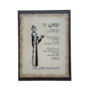 Vintage Bible Verse “The Lord Bless You” Wood Sign  Scripture  9” x 12”