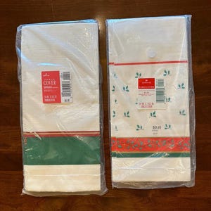 NOS Vintage Lot of 2 Hallmark Christmas Holiday Table Cover Paper Tablecloths