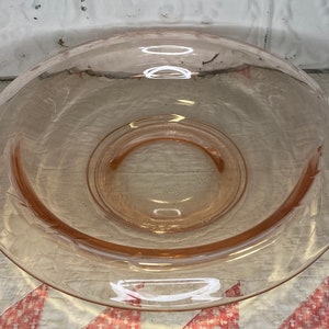 Vintage Pink Depression Glass Condiment Bowl  Etched Footed Pedestal Rolled Edge