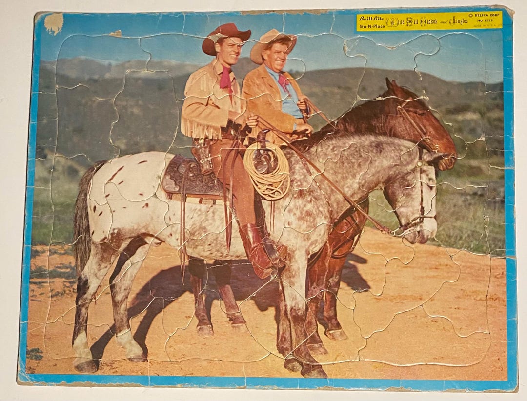 Vintage Built Rite 1950s Wild Bill Hickok Jingles Frame Tray Inlay ...