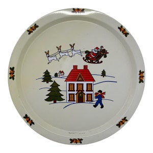 Vintage Tin Christmas Tray 1988 Artmark Chicago Ltd. Made in Hong Kong