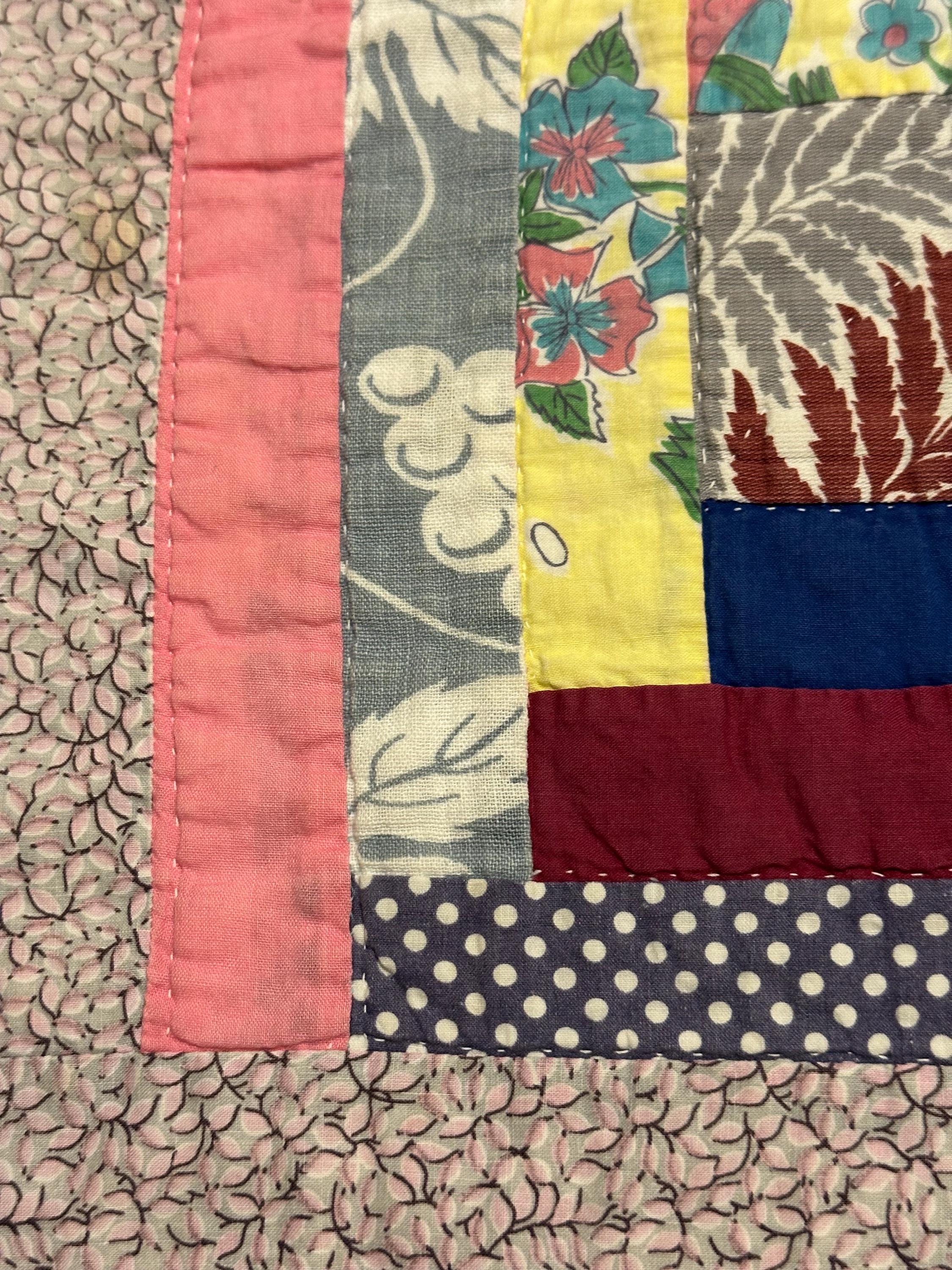 ヴィンテージ カッター キルト ピース 14 インチ x 22 インチ ログ