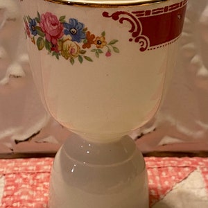 Vintage Porcelain Single Egg Cup- Art Pottery- Fancy Pattern around Rim