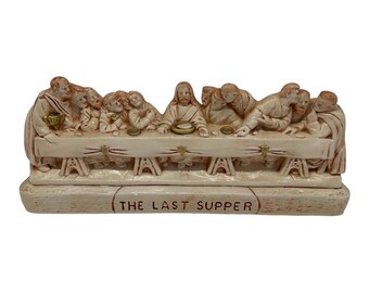 Vintage Chalkware The Last Supper Mantle Or Wall Plaque  Christianity  14.5”
