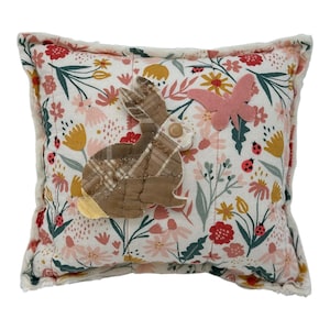 NEW Handmade Bunny & Butterfly Pillow Vintage Quilt Chenille Bedspread  Easter