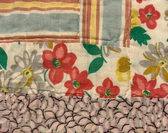 ヴィンテージ カッター キルト ピース 14 インチ x 22 インチ ログ