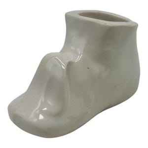 Vintage Baby Shoe Planter Succulent Small Ceramic White Kitschy Nursery Decor
