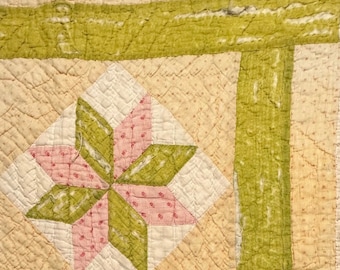 Vintage Cutter Quilt Piece  15” x 16”  Star Pattern  Early  Fabrics  # 4