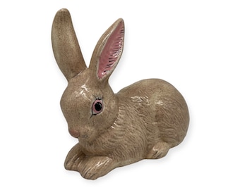 Darling Vintage Coniglio pasquale in ceramica dipinto a mano, statuetta primaverile di Pasqua, 7,5" di altezza