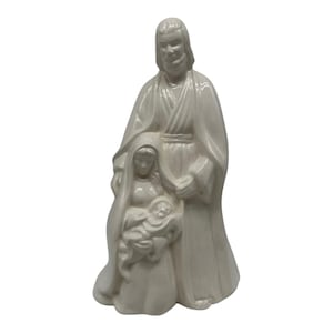 Vintage Baby Jesus Mary & Joseph White Ceramic Nativity Figurine 11.75” Tall