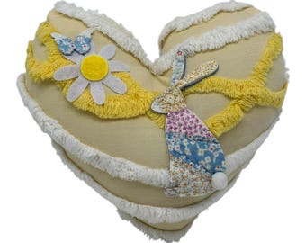 NEUE Handgefertigte Herz Osterhase & Schmetterling Kissen Chenille Tagesdecke