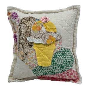 NEUE Handgemachte Eis Kissen Vintage Quilt Alte Chenille Chenille Süß!