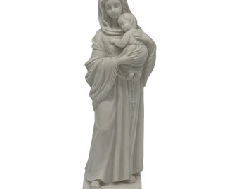 Vintage Mother Mary Madonna & Child Jesus 8” Alabaster Figurine Beautiful Detail