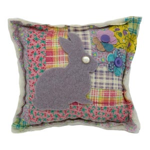NEW Handmade Bunny Easter Pillow  Vintage Quilt Chenille Bedspread  Darling!!