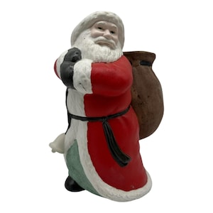 Vintage 9.5” Ceramic Santa With His Open Bag For Goodies  Christmas Figurine