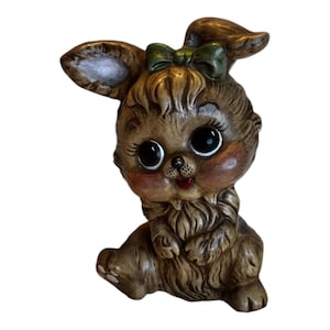 Cutest Vintage Hand painted Ceramic Easter Bunny Spring Easter Figurine  5.5” Tall