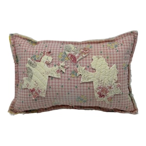 NEW Handmade Angels & Heart Pillow Vintage  Chenille Bedspread  Quilt Appliqués