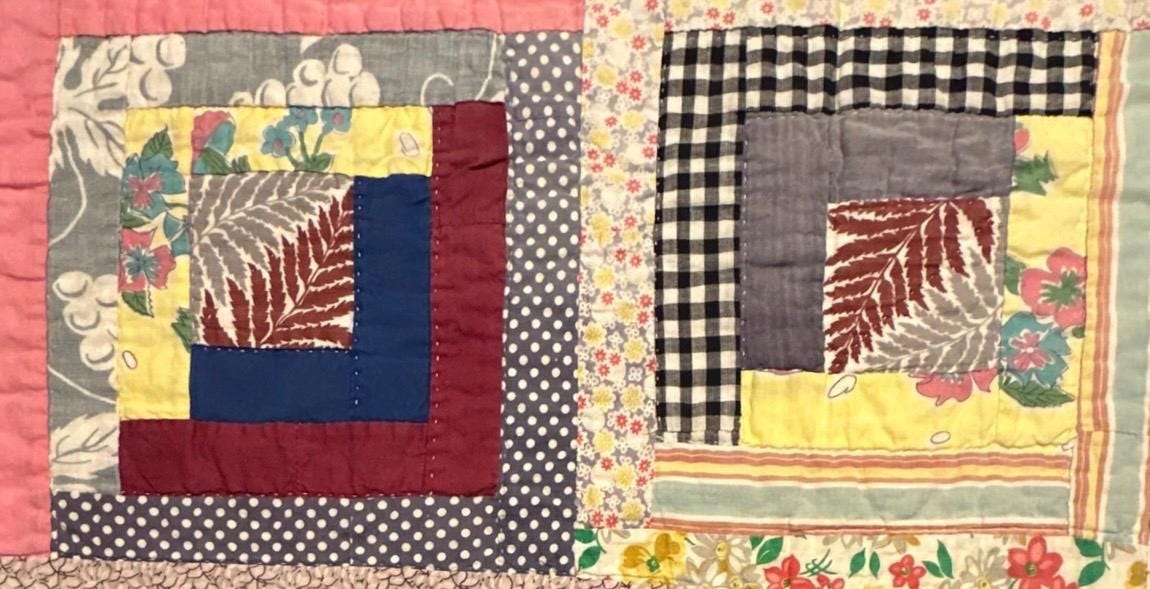 ヴィンテージ カッター キルト ピース 14 インチ x 22 インチ ログ