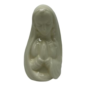 Vintage Ceramic Madonna Planter  Mother Virgin Mary Praying  7.5” Tall  Ivory