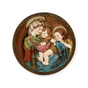 Vintage Madonna Della Seggiola by Raphael Porcelain Hanging Plate  1986  CMC Inc