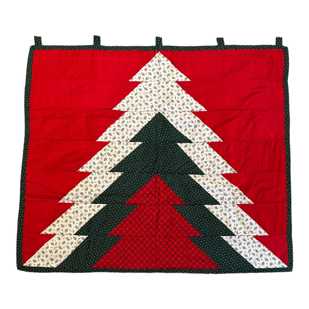 Vintage Handmade Quilted Christmas Tree Wall Hangingtable Etsy