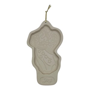 Vintage Longaberger Pottery 1996 Angel Series Cookie Mold JOY Christmas Holiday