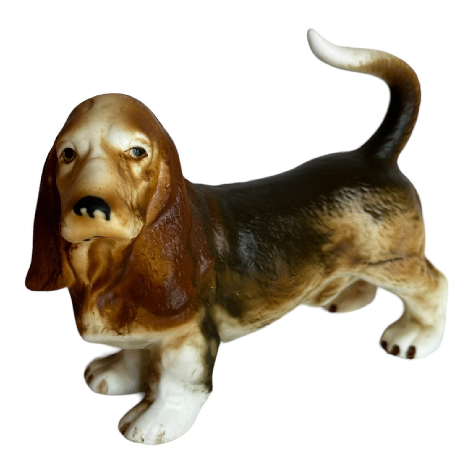 バセットハウンド 陶器 置物 犬の置物 インテリア オブジェ ヴィンテージ バセットハウンド 陶器製犬置物 愛らしい 1960 年代