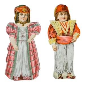 Turkish Girl & Boy Clark’s ONT Spool Cotton Dolls of All Nations 1890 Paper Doll