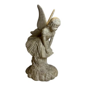 Vintage Ceramic Fairy & Flowers Figurine  12” Tall   ASP 1999  Distressed Finish