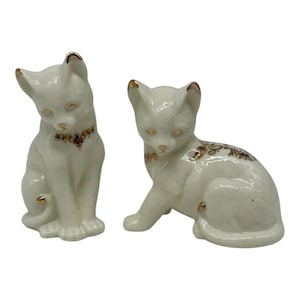 Vintage Set Of Formalities Kitten Cat Figurines Baum Bros  Ceramic W/Gold Accent