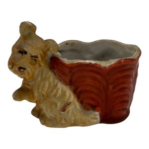 Vintage Mini Ceramic Scottie Dog Planter  Made in Occupied Japan  2.25” x 2” T
