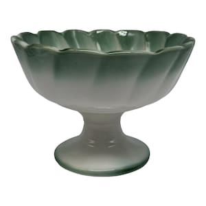 Vintage Hull Swirl Pattern Compote Candy Nut Dish Signed USA 5” Tall Green White