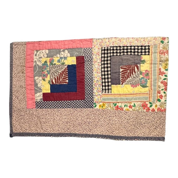 ヴィンテージ カッター キルト ピース 14 インチ x 22 インチ ログ