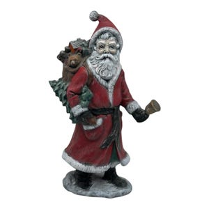 Vintage Ceramic Old World Santa W/Bell & Toys Figurine Statue Hand Painted 10.5”